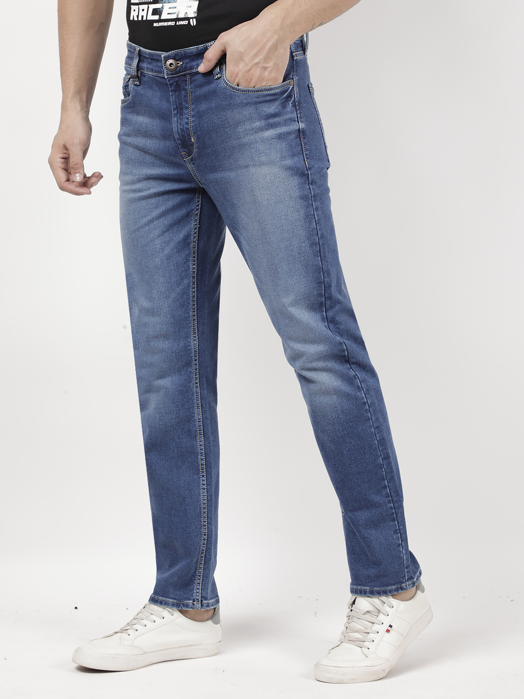 Numero Uno Men Solid Blue Jeans
